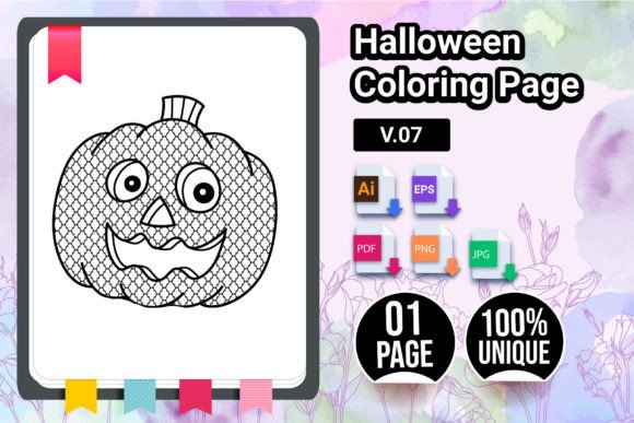Evaluating Halloween Coloring Page V.07 for Adults, Kids, and KDP Publishing